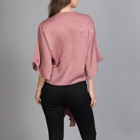 [LIKE 🆕] Kimono Sleeve Satin Top in Dusty Rose - Picture 6 of 8